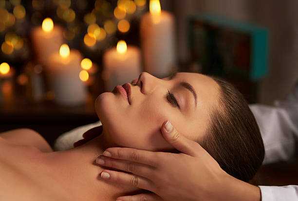 istock Tranquil scene of woman at Spa 514471836