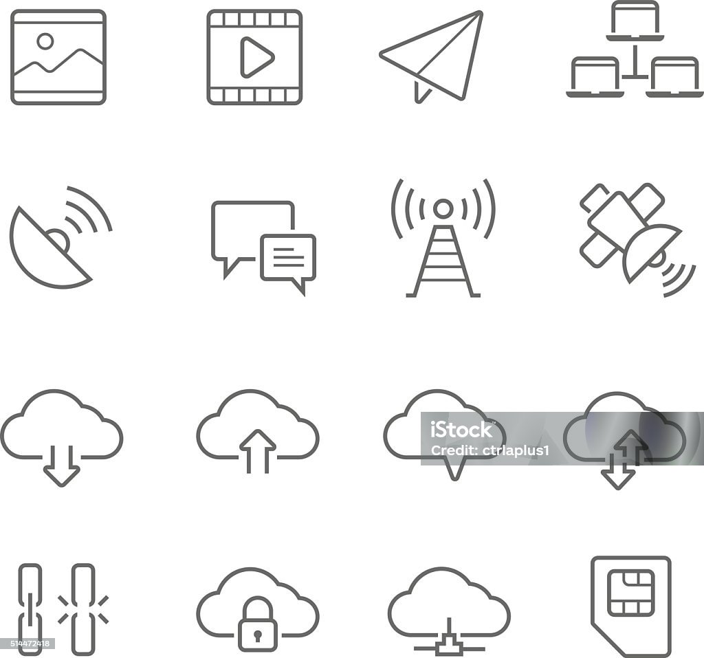 Lines icon set - network communication Lines icon set - network communication on white background vector illustration  Home Video Camera stock vector