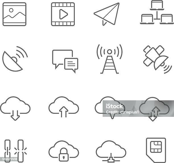 Lines Icon Set Network Communication Stock Illustration - Download Image Now - Home Video Camera, Link - Chain Part, Assistance