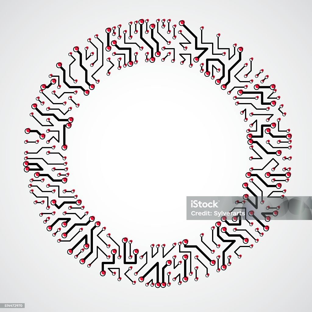Circuit Rond Round Circuit Board With Electronic Components Of Technology Device ...