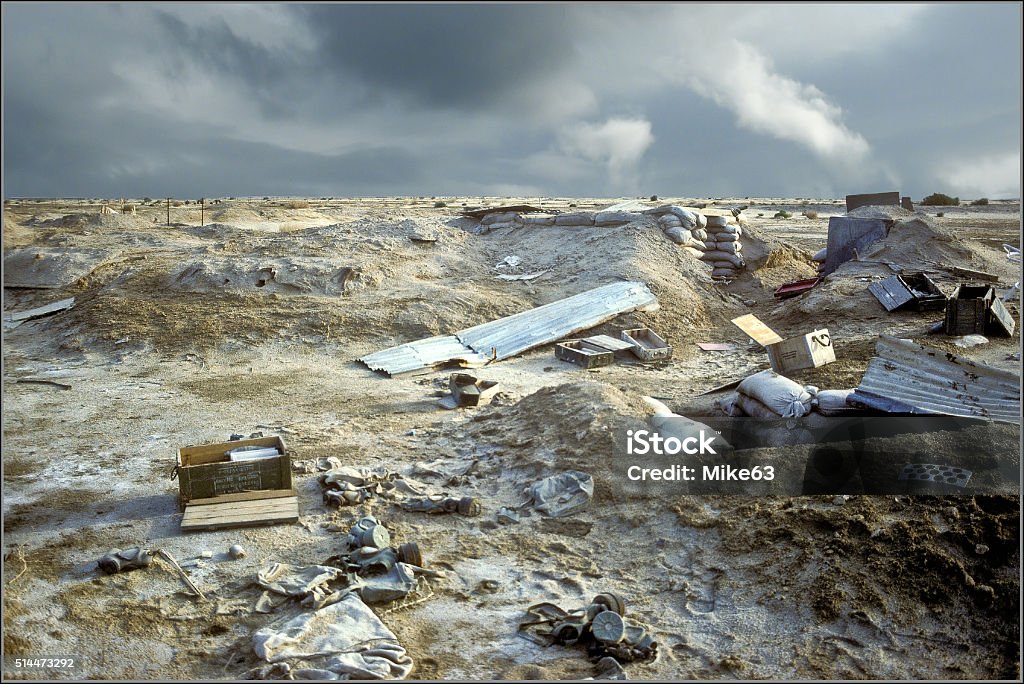 Trench. Trenches along the Kuwaiti border.  Trench Stock Photo