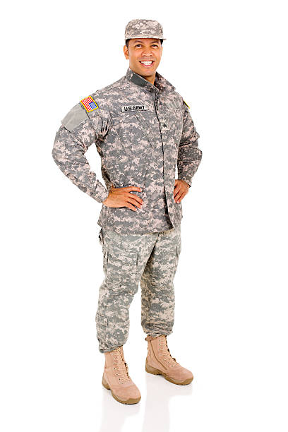 military serviceman posing happy military serviceman posing isolated on white military uniform stock pictures, royalty-free photos & images