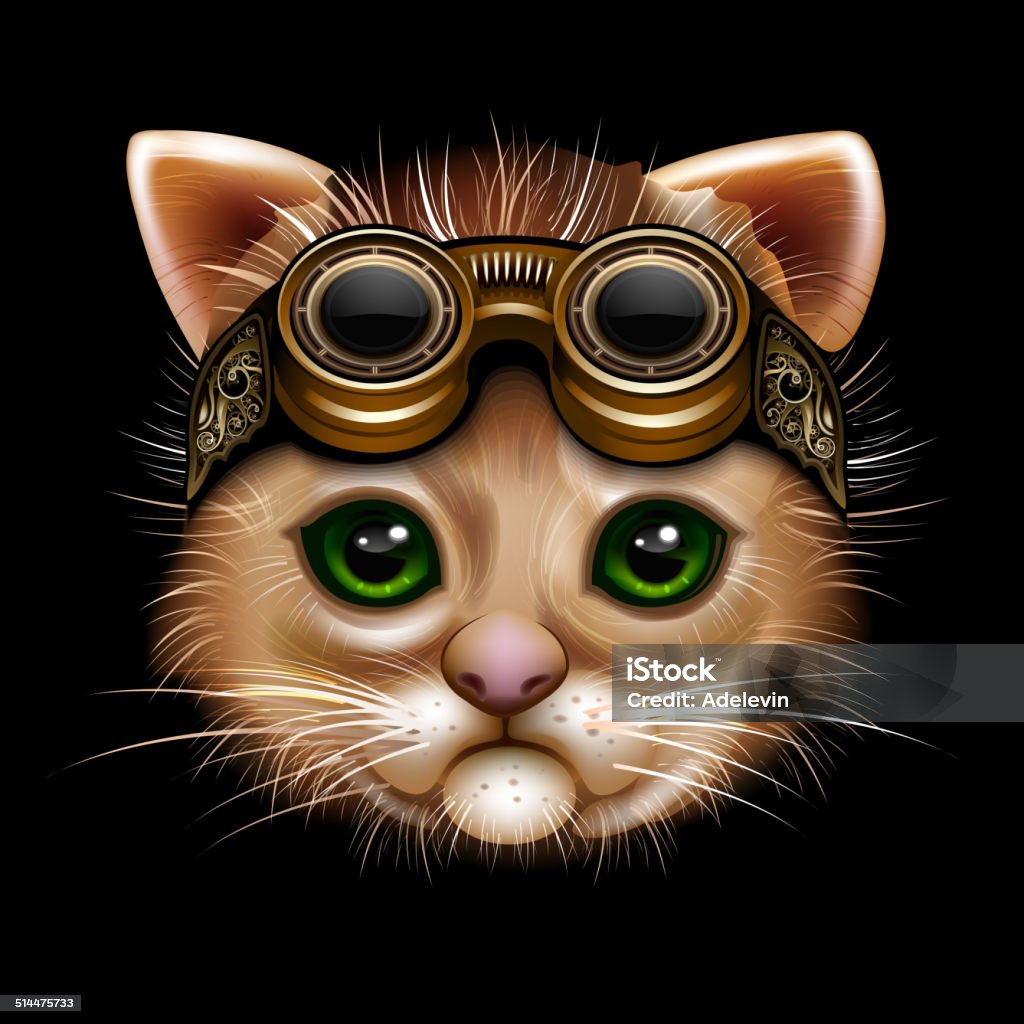 Steampunk cat face Funny cat face in the steampunk style. 10 EPS. Steampunk stock vector