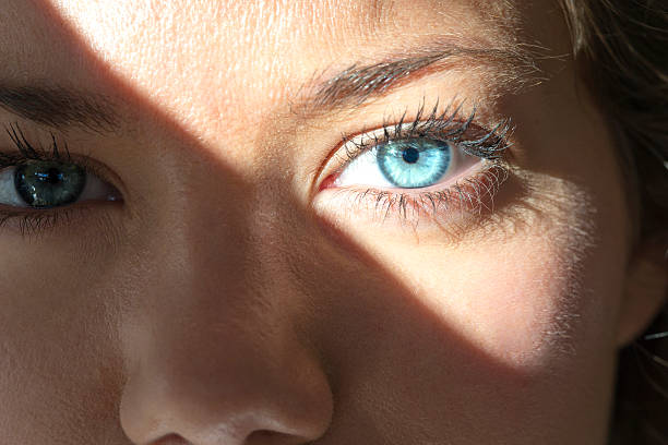женский глаза - reflection women human eye macro стоковые фото и изображения
