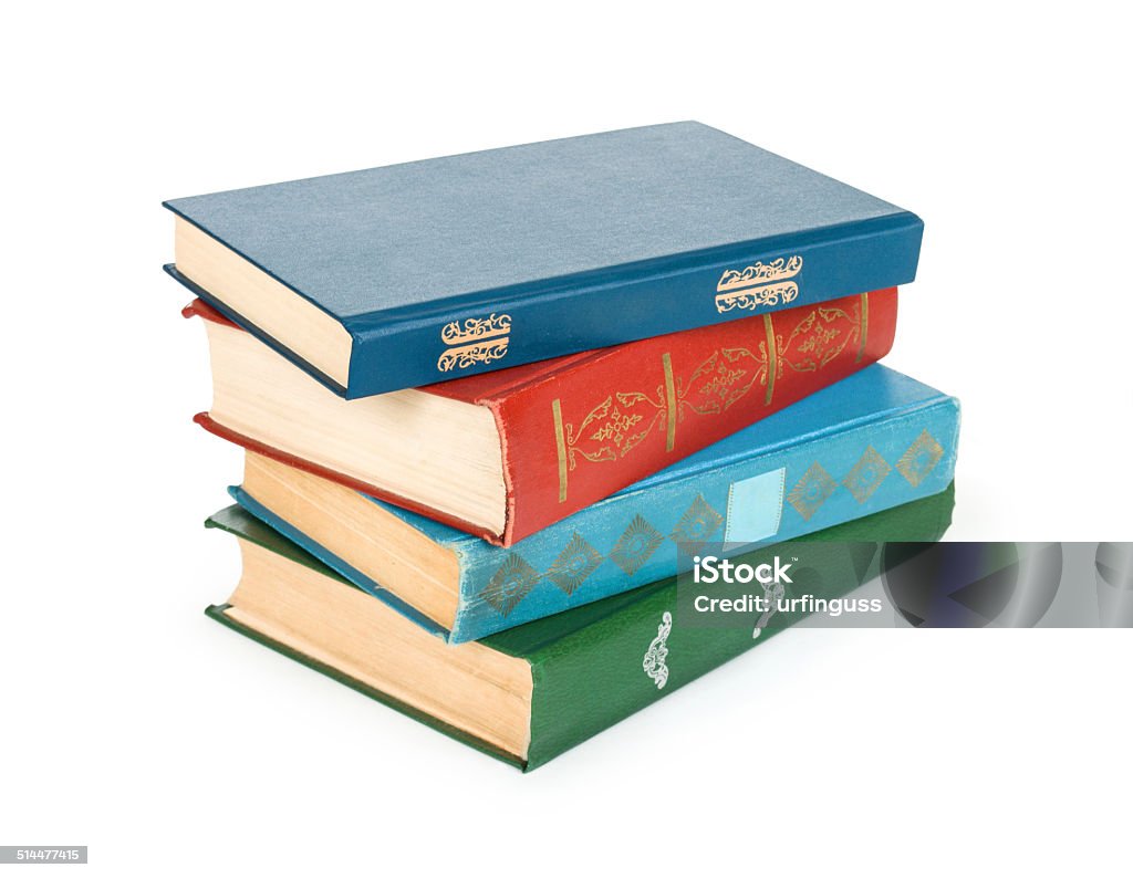 stack of Old books isolated stack of Old books isolated on white Textbook Stock Photo