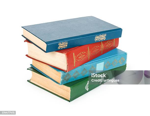 Stack Of Old Books Isolated Stock Photo - Download Image Now - Textbook, White Background, Advice