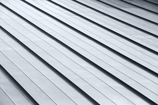 istock Diagonal corrugated metal gray rooftop surface 514477843