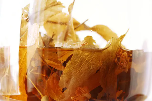 Herbal tea prepared from linden flowers