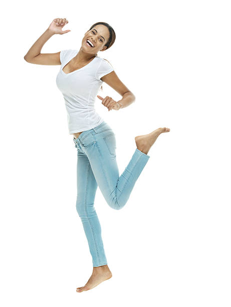 istock Cheerful casual woman jumping 514480973