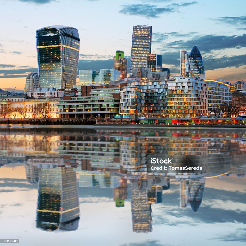 London Skylines at dusk England UK London Stock Exchange Stock Photo