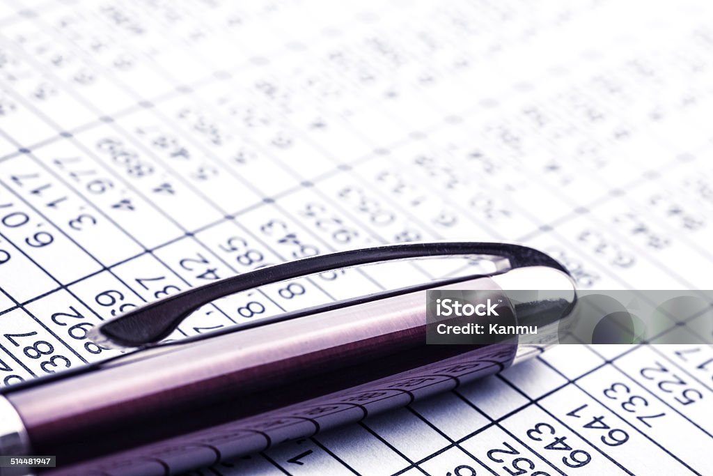 financial results Pen on financial report Background Bank Statement Stock Photo