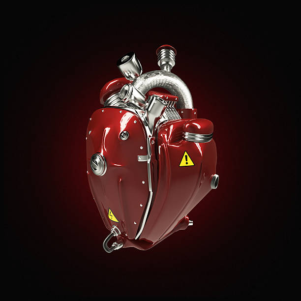 Diesel punk robot techno heart. engine with pipes, radiators and Diesel punk robot techno heart. engine with pipes, radiators and gloss red metal hood parts. bike show rock hardcore poster template isolated dubstep photos stock pictures, royalty-free photos & images