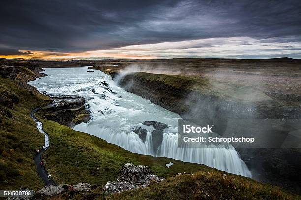 Gullfoss Waterfall In Iceland Stock Photo - Download Image Now - Canyon, Environment, Gullfoss Falls