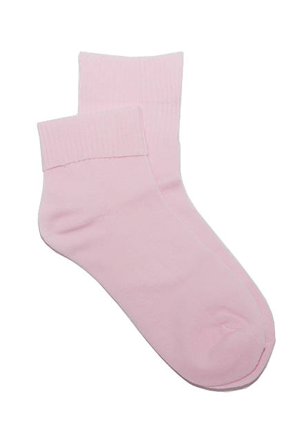 istock Pair of lighr pink socks isolated on white 514505664
