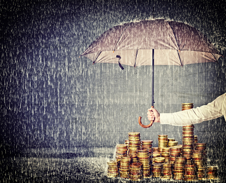 umbrella protect euro coin from rain
