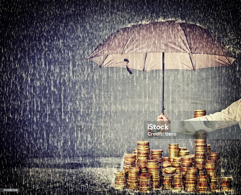 save my money umbrella protect euro coin from rain Rain Stock Photo