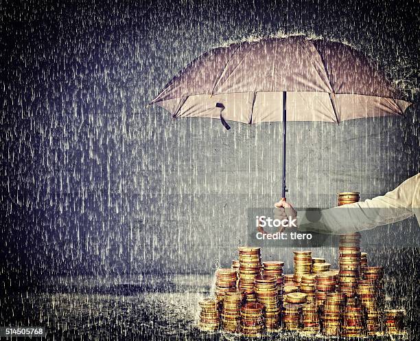 Save My Money Stock Photo - Download Image Now - Rain, Umbrella, Finance