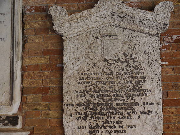 istock Highly weathered old gravestone at cemetry island of San Michele 514510140