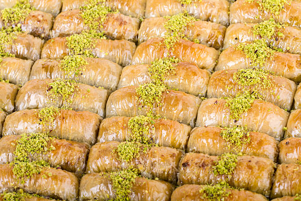 istock Turkish Ramadan Dessert Baklava with concept background 514512146