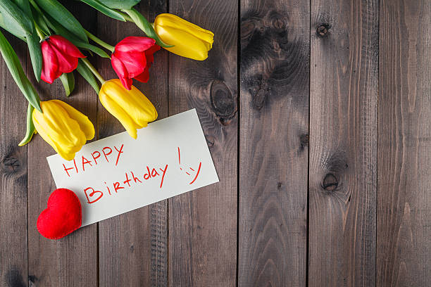 istock Happy birthday message and flowers 514512650