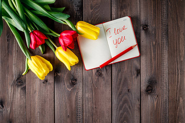 istock bunch of tulips and love message 514512820