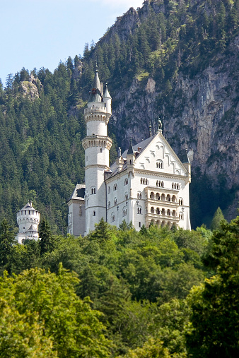 Hohenschwangau, Germany - August 15, 2014: Neuschwanstein Castle in Bavaria, a famous palace commissioned by Ludwig II of Bavaria