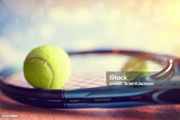 Tennis Racket And Ball Stock Photo - Download Image Now - Tennis, No People, Tennis Ball