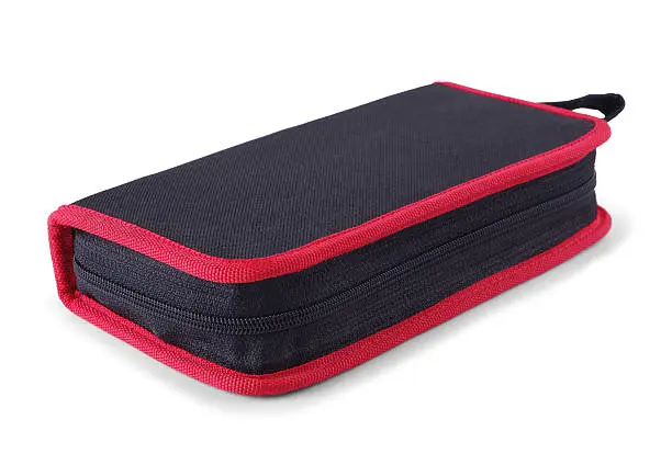 Black red tool case on a white background