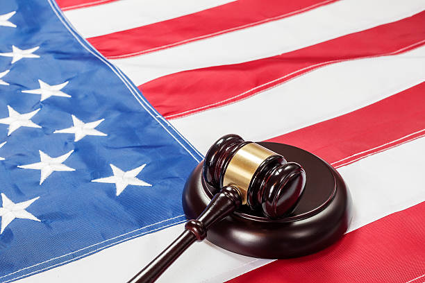 istock Gavel on the flag of US 514515554