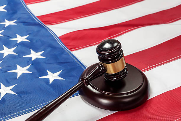 istock Gavel on the flag of US 514515628