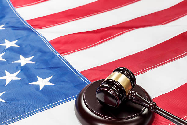 istock Gavel on the flag of US 514515860