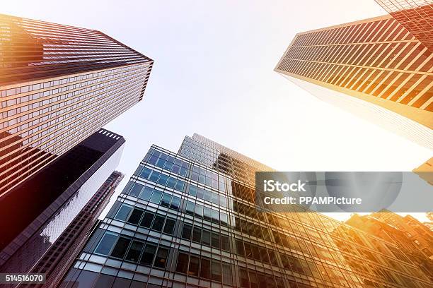 Office Skysraper In New York City Stock Photo - Download Image Now - Architectural Feature, Architecture, Back Lit