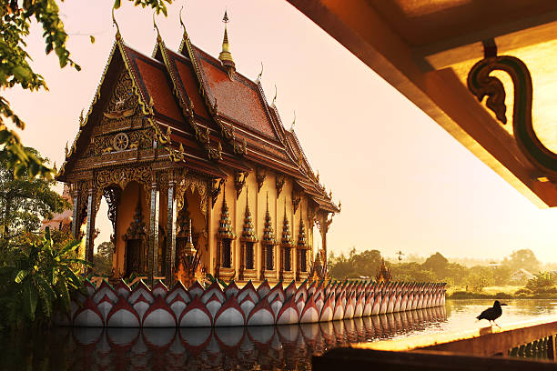 kuvapankkikuvat ja rojaltivapaat kuvat aiheesta thaimaan maamerkki. wat phra yain temppelin auringonlasku. matkailu, matkailu. - ko samui
