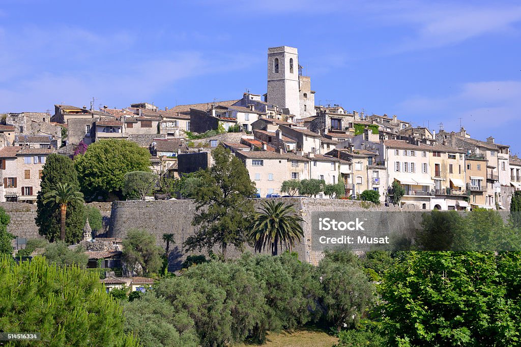 Village of Saint Paul de Vence in France Walled village of Saint Paul de Vence, commune in the Alpes-Maritimes department on the French Riviera Architecture Stock Photo