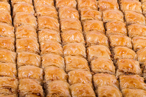 Turkish Ramadan Dessert Baklava with concept background