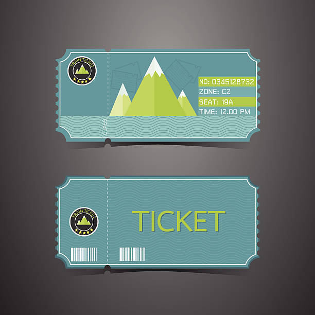 illustrazioni stock, clip art, cartoni animati e icone di tendenza di biglietto mountain park design retrò modello - ticket stub circus ticket counter label