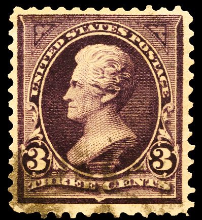 A stamp printed in the United States in 1895 shows Portrait of  Andrew Jackson 7th president of the United States of America