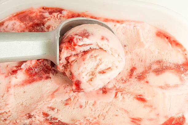 istock Strawberry icecream with straberry jam and scoop 514518564