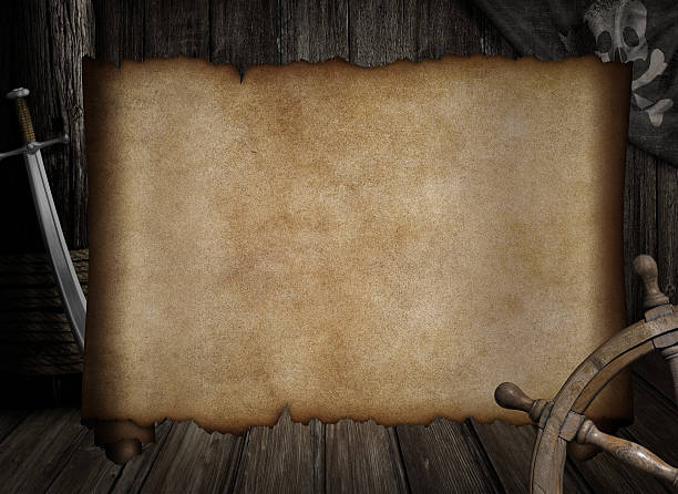 istock blank treasure map over other pirates accessories 514518724