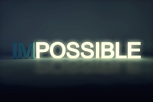 bright glowing possible stands out from the word Impossible