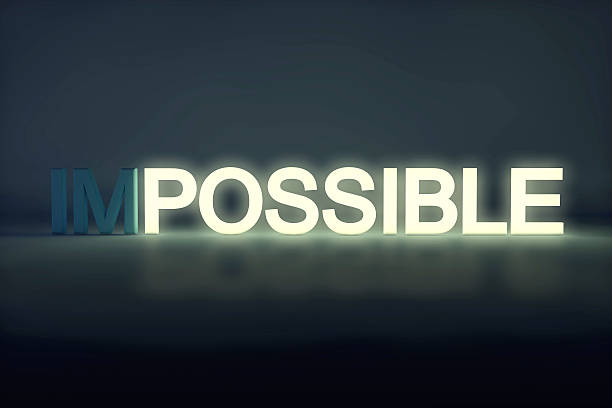 Glowing possible sign bright glowing possible stands out from the word Impossible impossible possible stock pictures, royalty-free photos & images