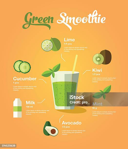 Green Smoothie Stock Illustration - Download Image Now - Drinking, Drink, Healthy Eating