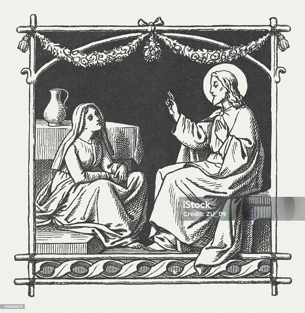 Jesus und Martha - Lizenzfrei Bibel Stock-Illustration