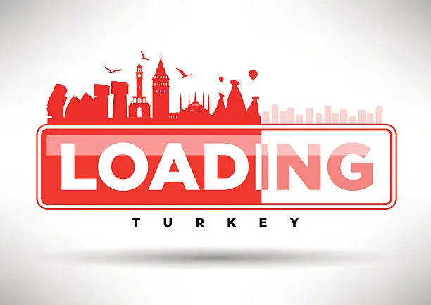 Vector illustration of Turkey Skyline Loading Typographic Design
