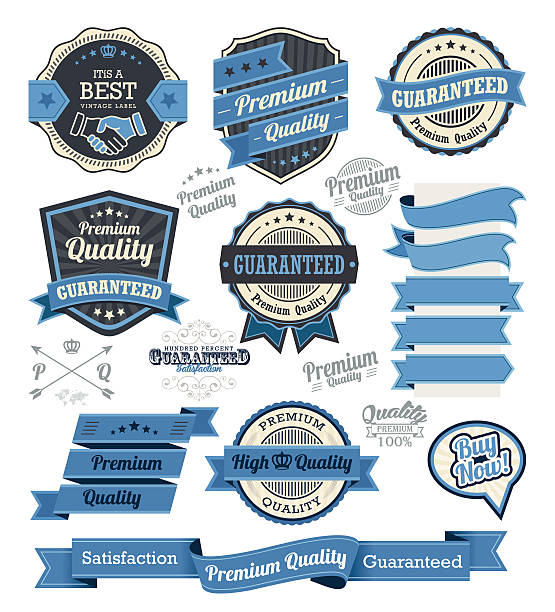 セットビンテージバッジやラベルデザイン要素 - quality certification点のイラスト素材／クリップアート素材／マンガ素材／アイコン素材