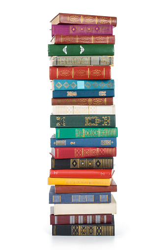 Stack of books isolated on white background