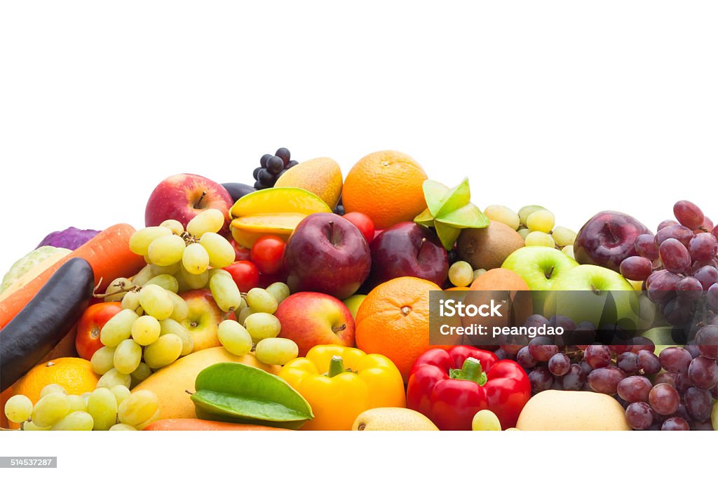 Fruits and vegetables Group Fruits and vegetables isolated with Clipping path Agriculture Stock Photo