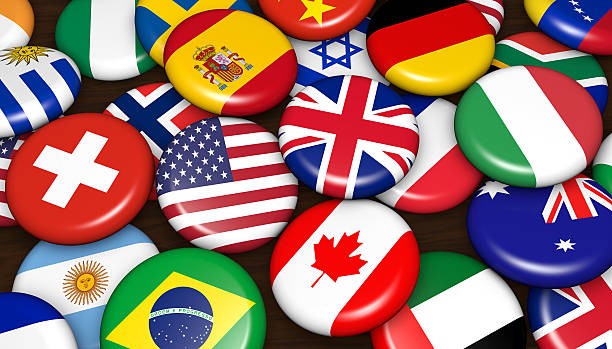 International World Flags Badges stock photo