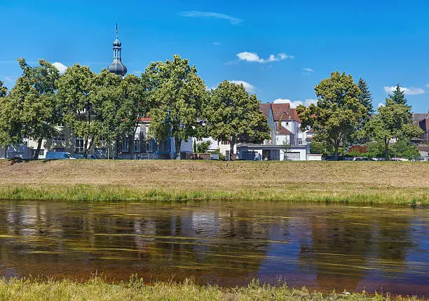 Summer day in the German city of Rastatt in the Murg river..Black Forest.Germany.