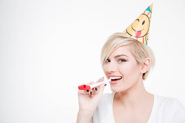 istock Happy woman blowing in whistle 514557842